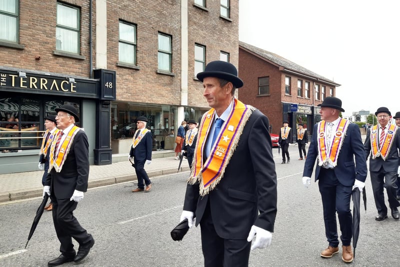 Orange brethren on parade in Magherafelt.