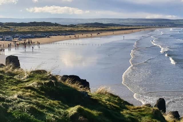 Portstewart Strand in County Londonderry, where the River Bann meets the Atlantic Ocean.