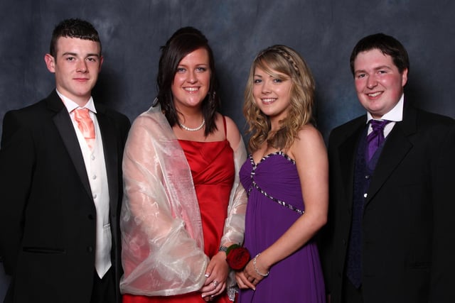 Cross & Passion College Head Boy Conor Laverty (left) and Head Girl Ciara Magill are seen here at their formal in Galgorm Manor Hotel with their guests Ballycastle High School Head Girl Claire Cusick and Head Boy Stephen Chapman in 2009