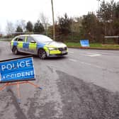 The Ballynahonemore Road in Armagh has been shut in both directions near the junction with Jubilee Park and at Edenaveys, following a crash during the early hours of Sunday morning. Picture: Pacemaker