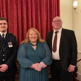 Justice Minister Naomi Long is pictured with Butler Trust Award winners Prison Officer Aaron Stewart and Daniel Diamond from the Youth Justice Agency. Pic credit: DOJ