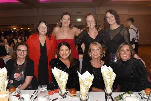 Members of the Lurgan Schools Nursing Team ready to party at the Seagoe Hotel Christmas Party Night on Friday 8th December. PT50-262.