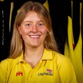 RNLI lifeguard Anna Wright was conducting a training session on her rescue board at Portrush East Strand when she quickly noticed a surfer was struggling in a rip current.  Credit Michael Jess
