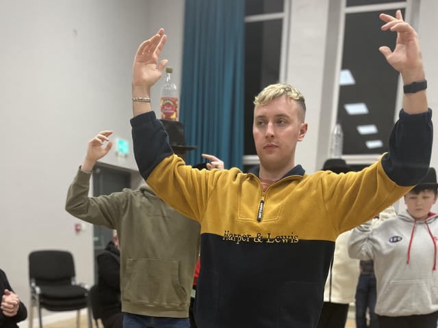 Pictured in rehearsals for Ballywillan Drama Group's production of Fiddler on the Roof is Adam Mullan.