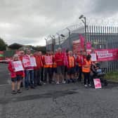 Postal workers at Royal Mail's depot in Craigavon. Workers are on a 48 hour strike over pay