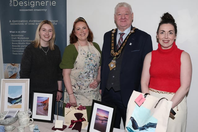 Laura McIlveen and Maud McArthur from The Designerie and Cathy McGarry from The Courthouse alongside the Mayor, Councillor Steven Callaghan.
