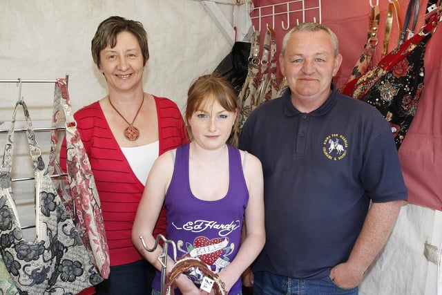 HAPPY HELPERS...Eric Traylor of the RDA pictured with helpers Tanisha Montgomery and Sandra Barbour during the Riding for Disabled Association (RDA) fun day at Benvarden Gardens in 2008.