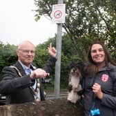 Chair of the Council, Councillor Dominic Molloy is reminding dog owners to Bag It, Bin It this summer. Also pictured is Lisa Marsh, Enforcement Officer. Credit: Mid Ulster District Council