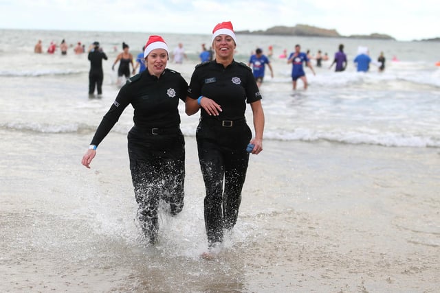 Pictured at the Polar Plunge at East Strand in Portrush on Sunday -  a partnership between The Law Enforcement Torch Run (LETR) and the PSNI in support of Special Olympics Ireland