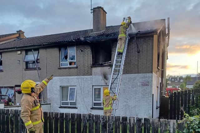 Fire crews from Ballymena and Antrim attended a flat fire in the Dunclug area of Ballymena at 4.30 am on Sunday morning. Picture: NIFRS