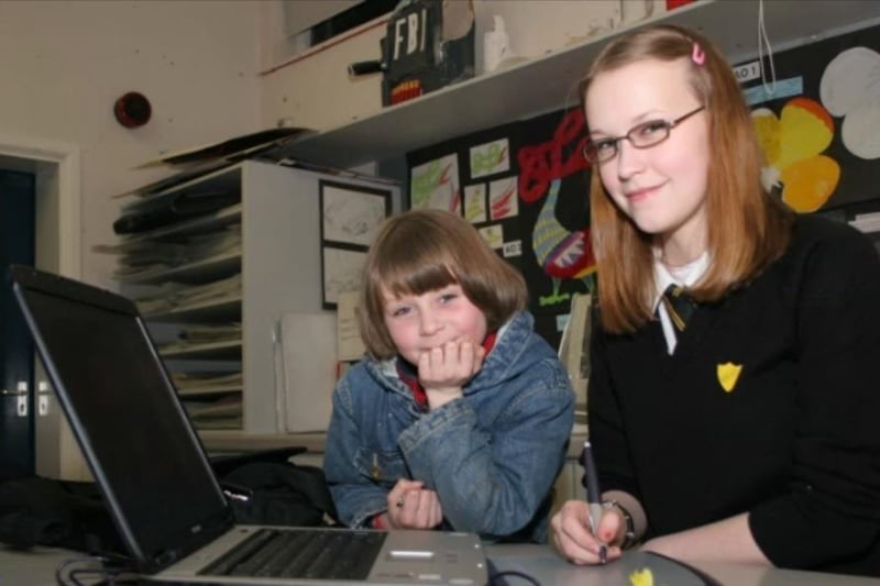 Gemma Lynas pictured with Newtownabbey Community High School's Head Girl Nicola Hunter in 2007.