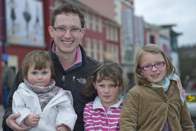 Ben Goode with daughters Lily, Grace and Beth celebrating St Patrick’s Day in Coleraine in 2008