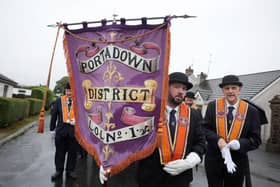 Press Eye - Belfast - Northern Ireland - 27th September 2026Belfast Court of Appeal overturns an earlier ruling of not allowing the Portadown Orange Order parade down through the Garvaghy Road.  Portadown Orange men form up at Drumcree Church before standing down after being told by the police the Garavaghy Road is not clear. Picture by Jonathan Porter/PressEye