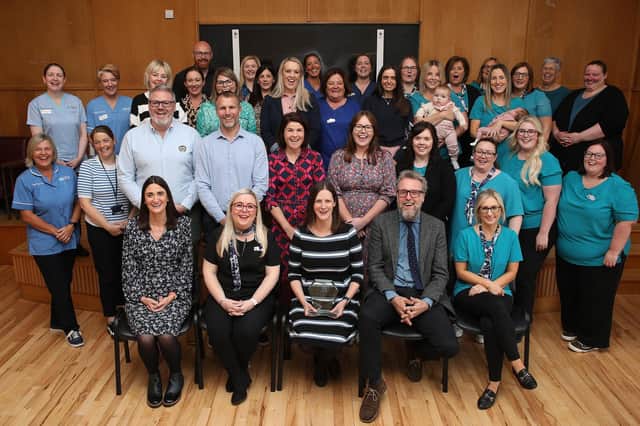Dr Sarah Fleming with Ballymoney Family Practice Team. Credit Phil Smyth