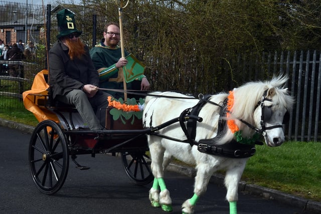 St Patrick leads the way at the St Paul's GAC parade on Friday. LM12-210.