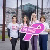 Cancer Focus client Joanne Jones with Clare Mawhinney, Maeve Colgan and Sharon Campbell