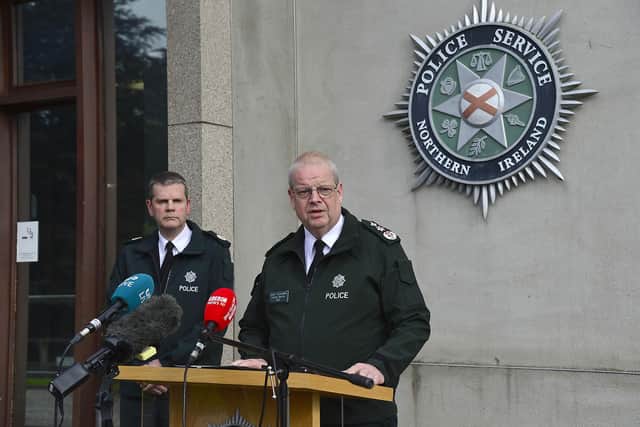PSNI Chief Constable Simon Byrne and Assistant Chief Constable Chris Todd pictured during an update on the data breach earlier this week. Picture: Arthur Allison / Pacemaker Press.