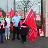 Pictured on a previous strike day of classroom assistants, bus drivers, catering staff, cleaners and other support workers. Picture: Pacemaker