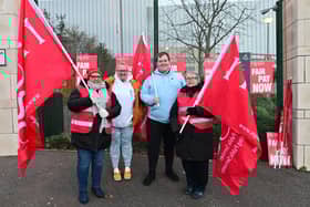 Pictured on a previous strike day of classroom assistants, bus drivers, catering staff, cleaners and other support workers. Picture: Pacemaker
