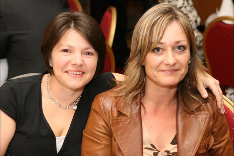 Former Downshire School pupils Adrienne Knocker and Caroline Stewart attend the school's 30th anniversary dinner in 2007.