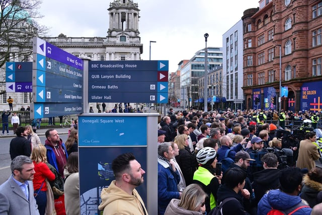 Belfast city centre streets were packed during the Presidential visit. Picture: Arthur Allison/Pacemaker