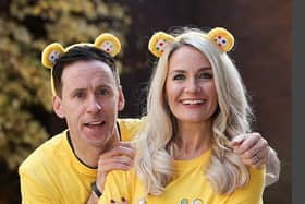 Holly Hamilton and Connor Phillips host a special programme featuring local fundraising stories and highlights from the Great SPOTacular Appeal Show held on Friday 17 November. Credit BBC NI