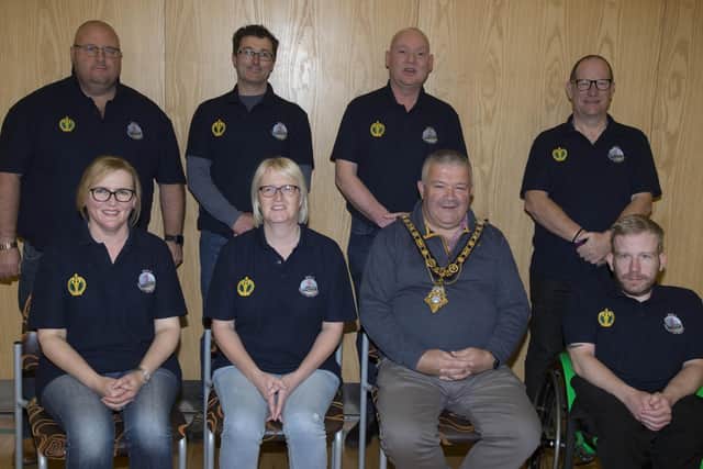 The Mayor, Councillor Ivor Wallace, pictured with volunteer members of Moyle Community First Responders