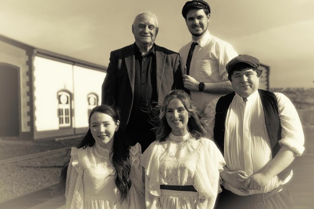 Members of Ballywillan Drama Group's play The Railway Children: (front from left) Kellyann McKillen (Phyllis), Chloe Freeman-Wallace (Bobbie) and Patrick Connor (Peter) with (back from left) Harry Stinson (father) and Adam Goudy (Mr Perks).