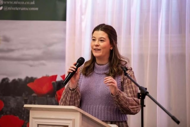 Mid Ulster District Council Veterans Champion, Cllr Eva Cahoon speaking at the Cookstown Roadshow.