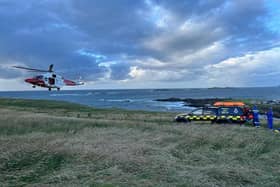 Coleraine and Ballycastle Coastguard Rope Rescue Teams were tasked this evening to reports of a person fallen from the cliffs at Ramore Head, Portrush. Credit Coleraine Coastguard