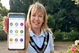Lord Mayor, Alderman Margaret Tinsley highlights the ABC Council app which is a useful guide to recycling various household waste. Picture: ABC Borough Council