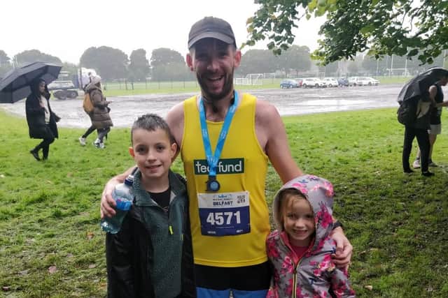 Chris Thompson, 36, from Waringstown, completed the Belfast Half-Marathon on Sunday in 1:45. (Pic: Contributed).