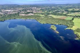 A photo taken by police officers from the PSNI helicopter on Sunday shows a return of algal blooms on Lough Neagh.