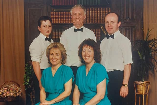 The original Gold Ring Ceili Band which was created in 1986. From back left: Martin Daly, Pat Fegan and Sean O'Neill. Front from left Maureen McConville and Patricia Daly O'Neill.