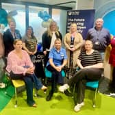 Some of the nursing students at the event with Roisin Devlin (Assistant Director of Nursing & Midwifery Regulation, Workforce Planning & Education, South Eastern Trust), Paul Carlin (Open University) & Joanne Fitzsimons (Practice Education Facilitator, South Eastern Trust). Pic credit: SEHSCT