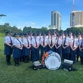 Pride of the Birches Accordion Band members pose for a photo during the Twelfth celebrations in Toronto.