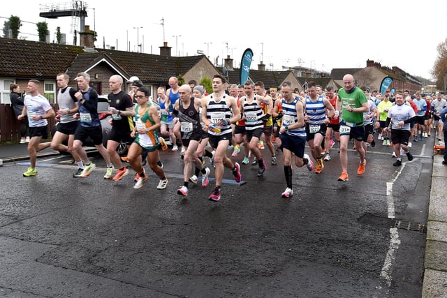 And they're off...The start of the Portadown half marathon race on Sunday morning. PT11-219.