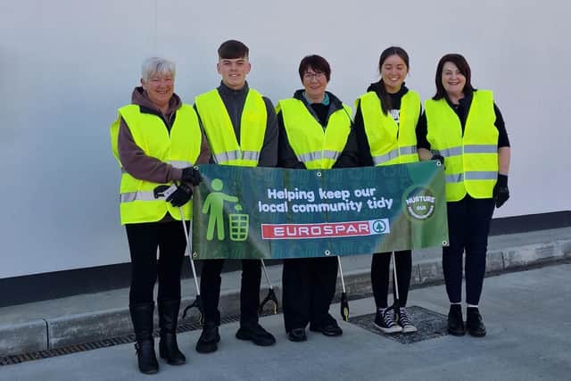 The team from Eurospar Linn Road, Larne, who took part in the litter pick. Photo submitted by Henderson Group.