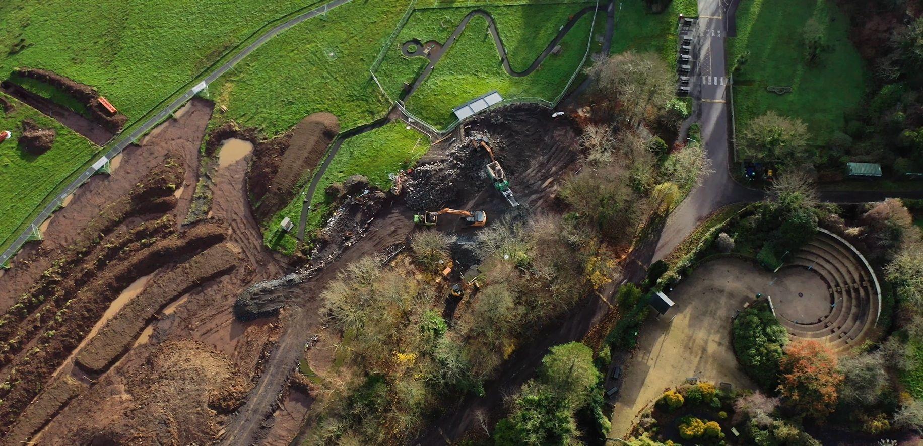 Watch : Aerial view of work well underway on Carnfunnock Country Park ...