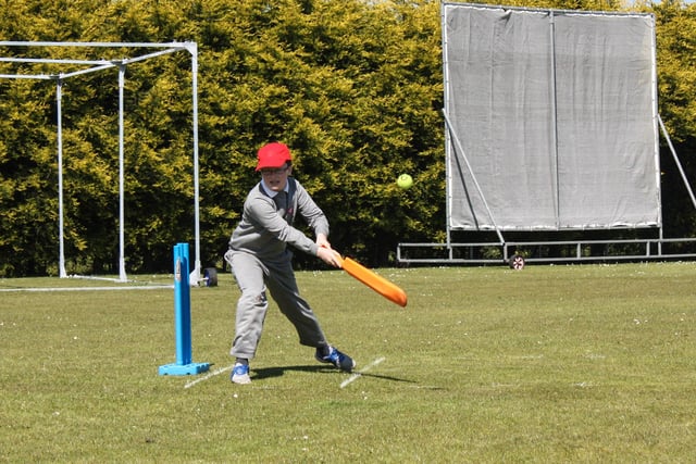 Eden Primary School's James Harbinson plays well at Carrick Cricket Club's Primary Schools' 2015 Tournament. INCT 24-008-JC