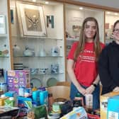 Claire Shaw, Press and Marketing Officer at Cinemagic, Jessica Pinder, Cinemagic Volunteer and Joanne McCracken, Causeway Foodbank pictured at Flowerfield Arts Centre. Credit Causeway Coast and Glens Borough Council