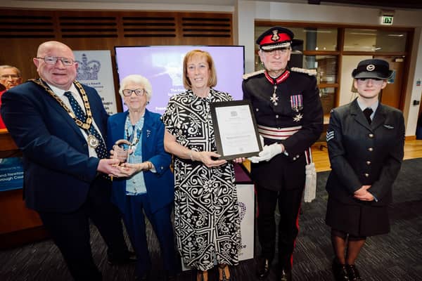 The Breakaways were presented with the award – the highest accolade given to local voluntary groups across the UK and equivalent to an MBE – by the Lord-Lieutenant of County Antrim David McCorkell, during a special event on March 28, which was hosted by Antrim and Newtownabbey Borough Council in Mossley Mill.  Photo: Aurora Photography