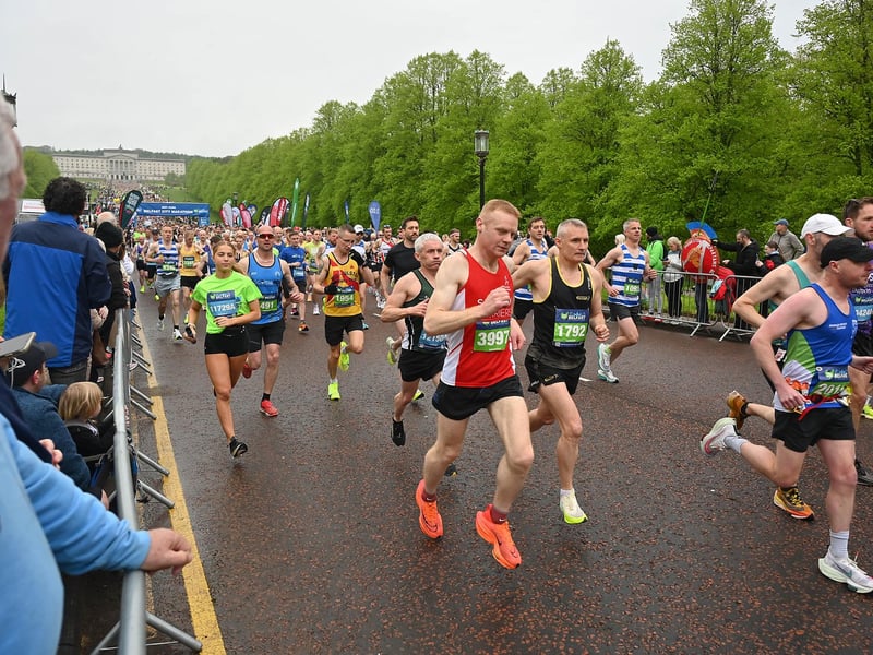 A record number of entrants started the Belfast Marathon on Sunday.