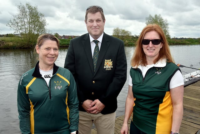 Portadown Boat Club captain, Louis Hesbrook, pictured with club coaches, Claire McCann, left, and Jane Humpheries at the Portadown regatta on Saturday. PT17-218.