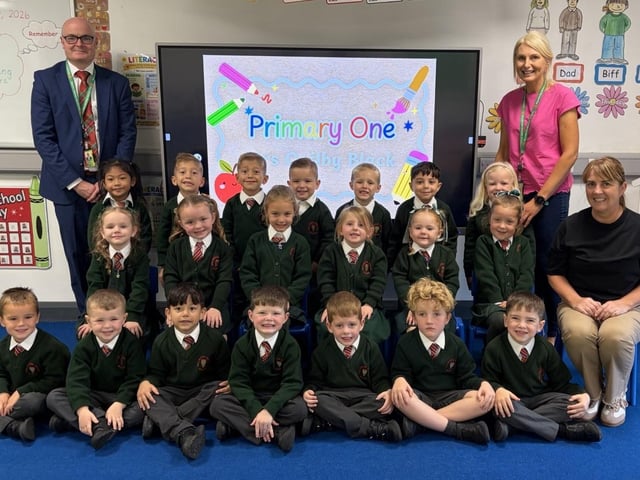 Mrs Ogilby-Black's P1 class at Millington Primary School. Also pictured is principal Mr Woolsey and Mrs Evan (seated), classroom assistant.