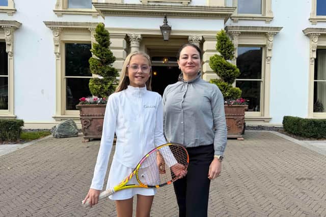 Galgorm Collection has announced its support for local tennis ace, Emma Mezei. Pictured with Emma is Georgie Briota, Business Development Manager at Galgorm Collection.
