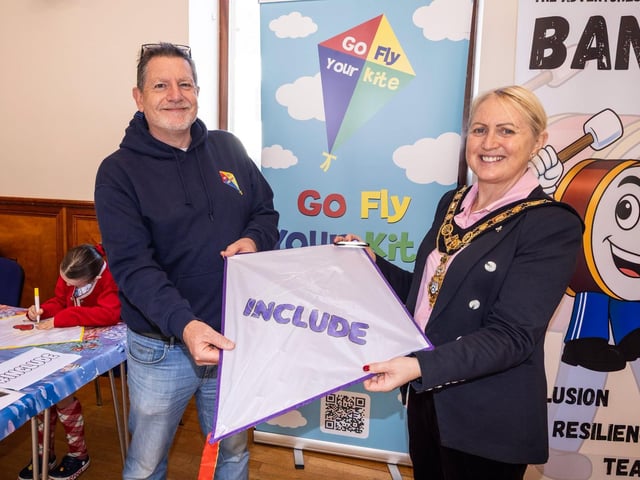 Mayor Cllr Dawn Huggins pictured at the Good Relations Week showcase event in Coleraine Town Hall