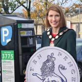 Chair of Mid Ulster District Council, Councillor Córy Corry launches the 10p reduced parking, available in Dungannon and Magherafelt from Saturday, November 26.