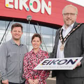 Lisburn is set to host the UK's premier touring dance convention, Can You Dance? (CYD?), when it makes its NI debut at the Eikon Centre on Sunday November 12 with 2,000 people in attendance. Pictured with Matt Flint, Co-Founder of Can You Dance? (CYD?) is Theresa Morrissey, Commercial and Financial Director of Eikon Exhibition Centre and The Mayor of Lisburn and Castlereagh City Council, Councillor Andrew Gowan. Pic credit: Brian Thompson