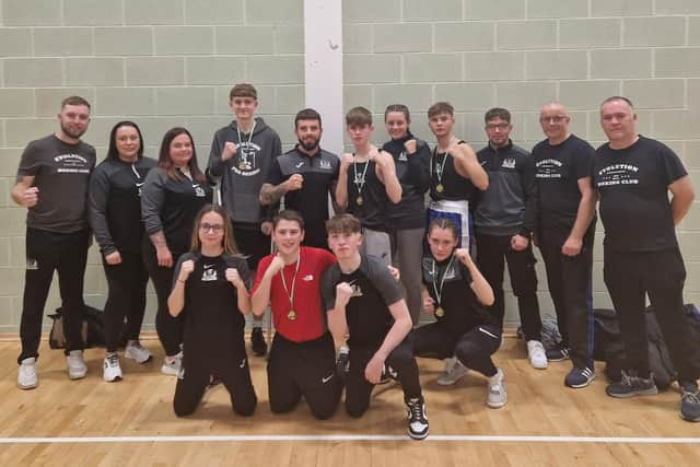 Evolution Boxing Club secured six gold medals, three silver medals and one bronze medal at the Co Antrim '3s' tournament. (Pic: Contributed).